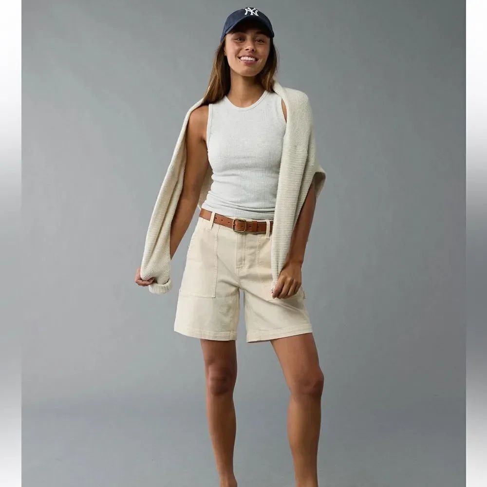 AE Light Heather Gray Plush High Neck Tank Top